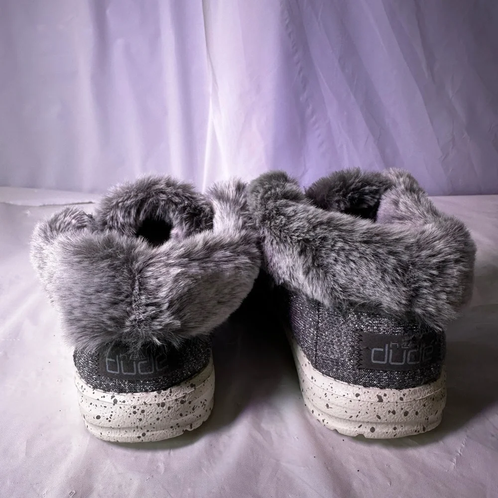 Hey Dude Kids Gray Fur-Lined Slippers
